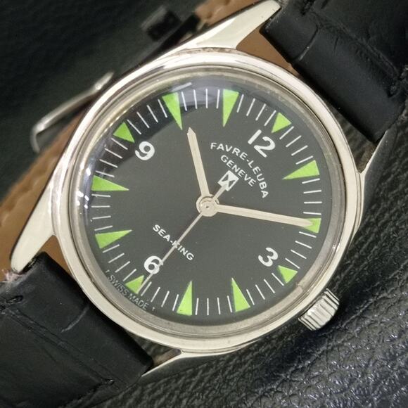 Fortis Other - Vintage 1971 Favre Leuba Manual Mens Silver Watch W/Leather Strap